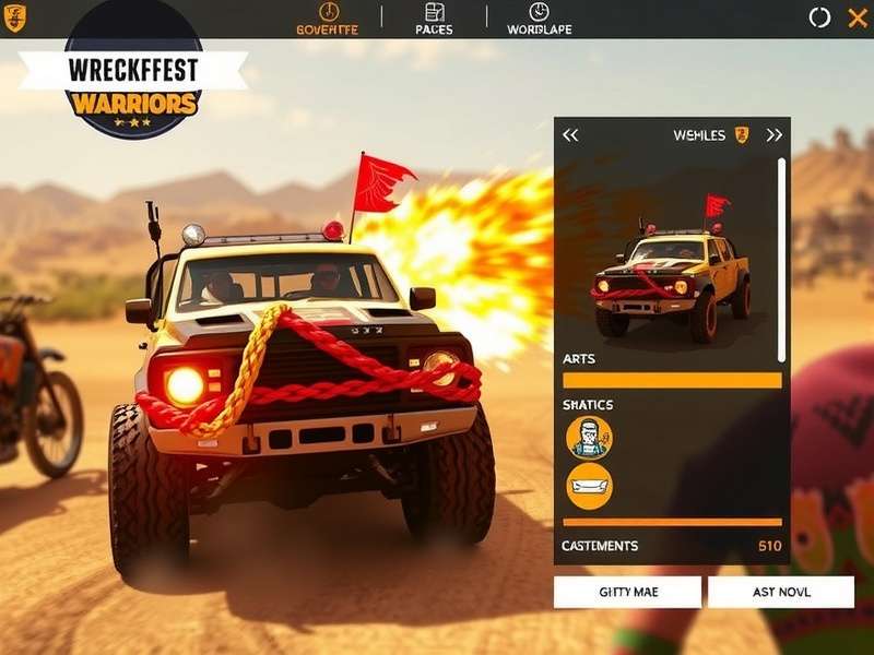 Wreckfest Warriors gameplay screenshot showing vehicle combat